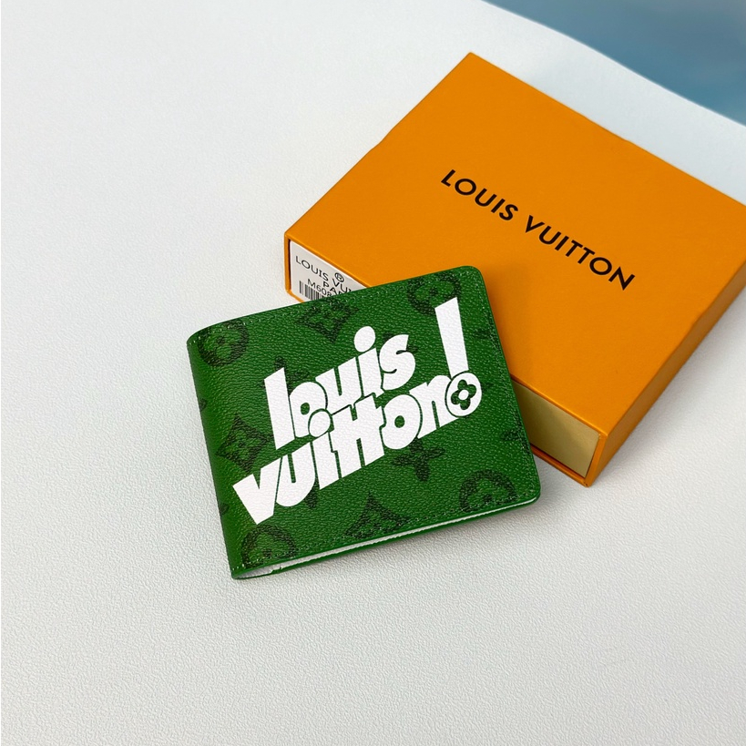 Ví ngắn gập Louis Vuitton hoa vân Xanh lá LA on web fullbox bill thẻ