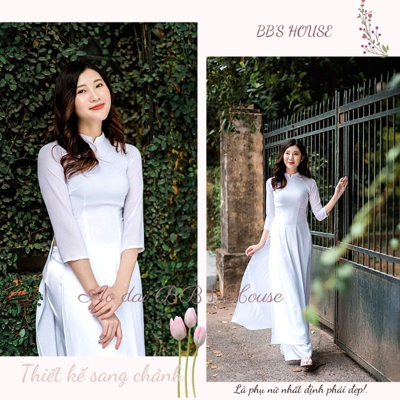 Áo dài trắng nữ sinh 4 tà chiffon HÀNG MỚI VỀ