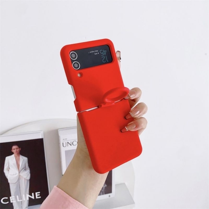 Ốp Z Flip 4 - Z Flip 3 - Z Flip3 - FLIP4 5G viền silicon màu pastel ngọt ngào kèm ring cầm tay dễ thương