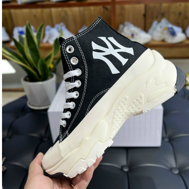 Giày thể thao sneaker MLBB Chunky High NY Đen Đế Cao 6cm Siêu Tôn Dáng