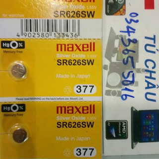Pin SR626SW, 377 - 1.55V:  Maxell Silver Oxide (Vĩ 1 Viên)