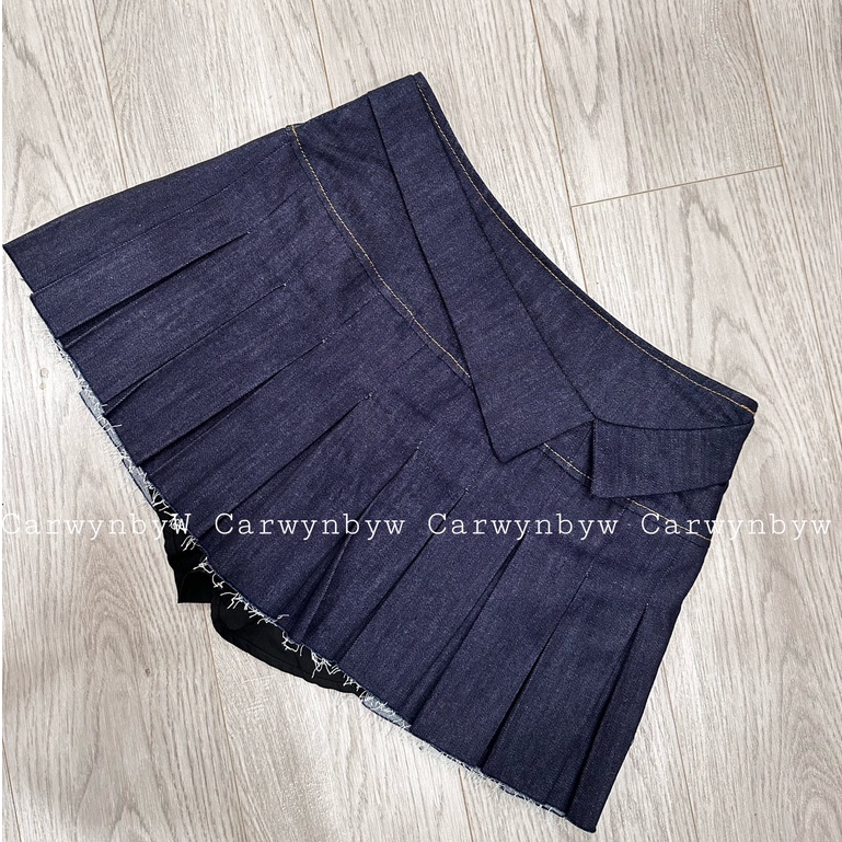 CarwynbyW - Chân Váy Jean Xếp Ly
