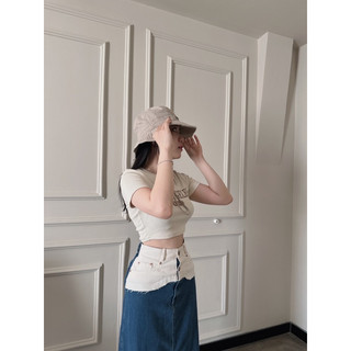 SET CROP CHỮ CHÂN VÁY MIDI JEAN PHỐI EO