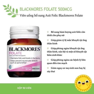 Viên uống Blackmores I-Folic/ Folate 500mcg, Úc