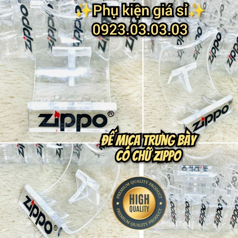 Chân đế Zippo, đế mica trưng bày Zippo có chữ