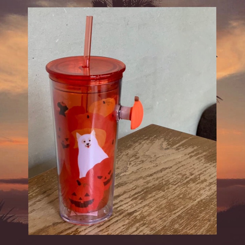 [STARBUCKS VN] - LY NHỰA HALLOWEEN 22 PLASTIC PUMPKIN PATCH POP HANDLE COLD CUP 16oz