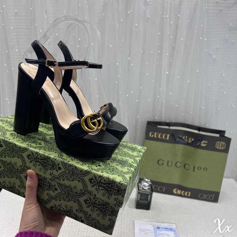 Sandal cao gót gucci đế đúp gót trụ