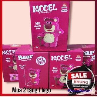 Xếp hình lego,bearbrick gấu ôm dâu