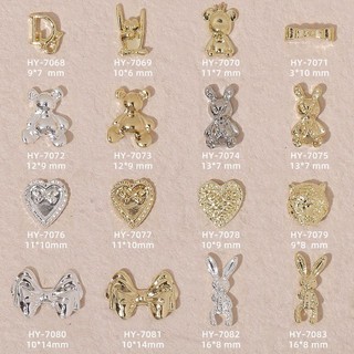 Charm gấu , thỏ,tim,nơ kim loại trang trí móng tay