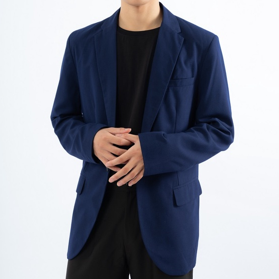 Áo blazer nam vest nam phong cách Hàn Quốc thời trang VÂU màu xanh đen 1 nút 2 lớp chuẩn form chất linen cotton mềm