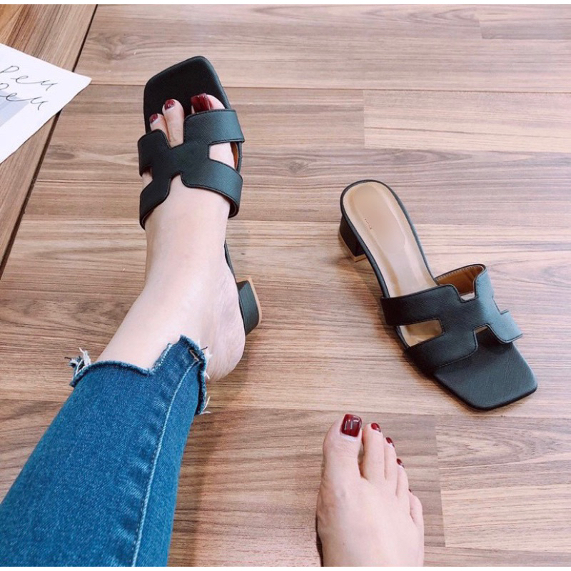 Dép bản chữ H gót cao 5p bigsize 35-43