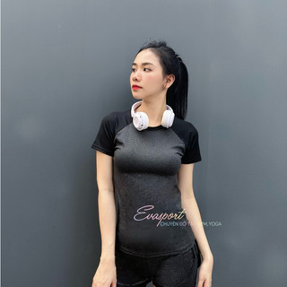 Set Đồ tập gym nữ yoga gồm quần đùi 2 lớp áo thun tập 2 mảnh cao cấp co giãn, thấm hút mồ hôi tôn  - EvaSport_vn