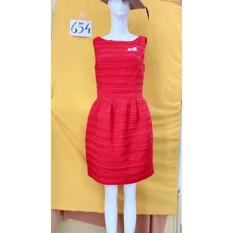 đầm suông đỏ 2 lớp. S654