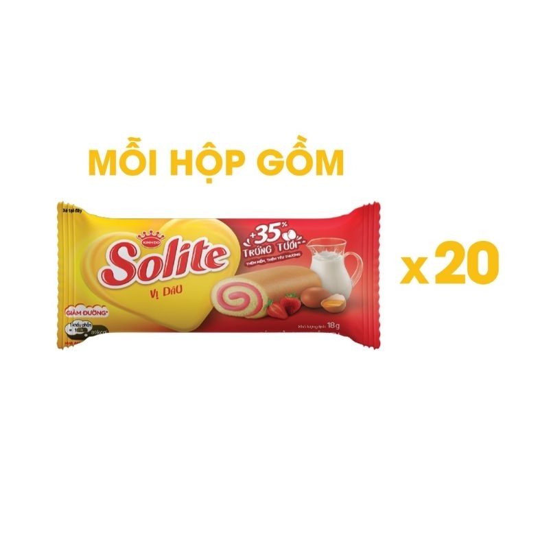 Bánh bông lan Solite cuộn vị dâu, khay ×360gam