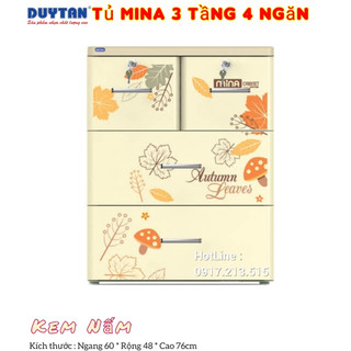 { Tổng kho giá rẻ }🚀HOẢ TỐC 2H Tp.HCM🚀 Tủ nhựa duy tân MINA 3 Tầng- 4 Ngăn - KEM NẤM