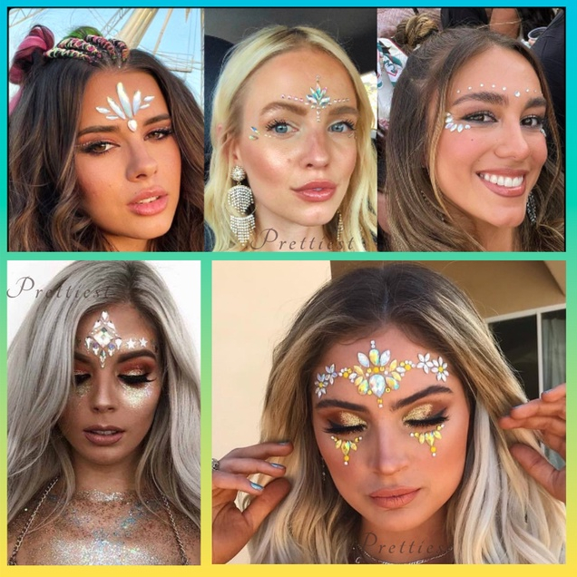 Đá đính makeup đẹp | đính đá trang điểm | đính mắt tiệc sự kiện rave | face crystal outfit