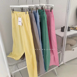 Quần mặc nhà kẻ caro lưng thun, quần caro dài, quần caro kẻ ngắn quần nữ nhà LAM