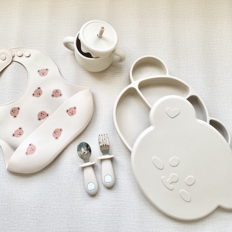 Khay Ăn Dặm Silicon Barrot Gấu Cho Bé