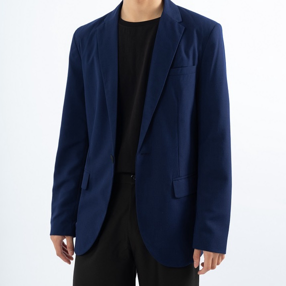 Áo blazer nam vest nam phong cách Hàn Quốc thời trang VÂU màu xanh đen 1 nút 2 lớp chuẩn form chất linen cotton mềm