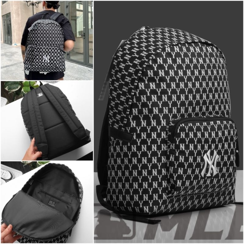 BALO M L B NEW YORK YAN KEES MONOGRAM ĐEN RÊU,chất polyester cao cấp, đựng điện thoại bóp ví tiện dụng, quần áo