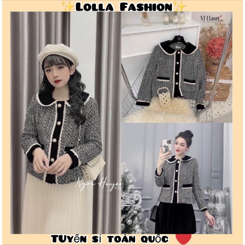 : Áo Dạ Tweed Cổ Sen Viền Bèo Tiểu Thư Siêu Xinh [LOLLA_YE_FASHION]