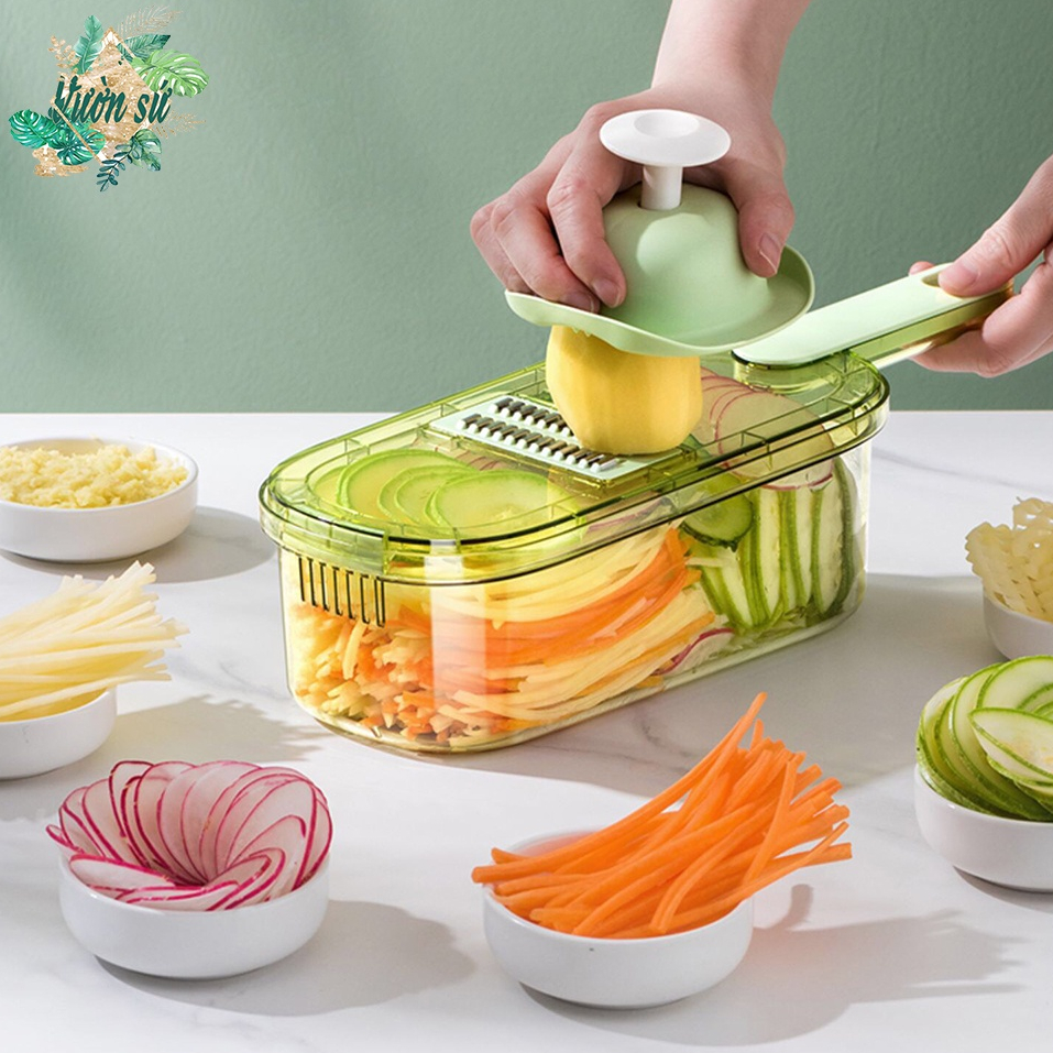 Bộ nạo sợi rau củ đa năng 6 lưỡi dao (kèm hộp), đồ bào rau củ đa năng cao cấp nhỏ gọn - VS350
