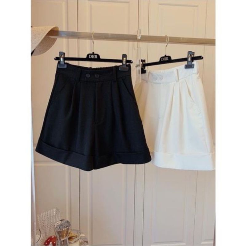 Quần short cạp cao chun sau 2 khuy KH125, quần đùi nữ ống rộng lưng cao gập gấu trẻ trung cho nữ
