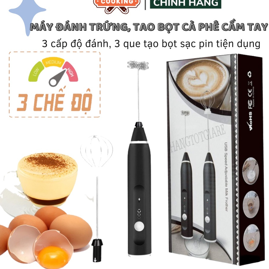 Máy tạo bọt cafe, đanh trứng mini cầm tay SẠC USB- Máy đánh trứng Cầm Tay 3 Tốc Độ Sử Dụng Pin Sạc Cao Cấp SOKANY freesh