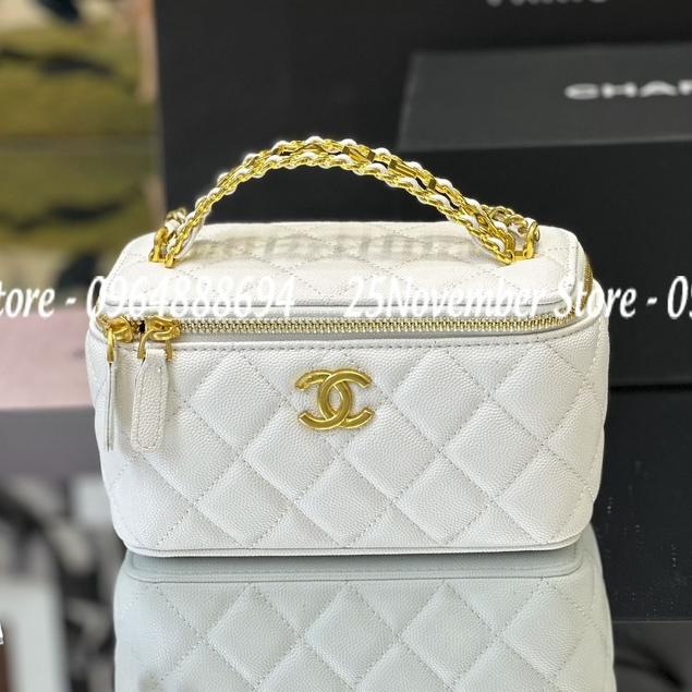 Túi xách Ch.a,n-el. Va.tin-i màu trắng size 18cm.