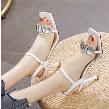 Giày sandal nữ 7 phân trang trí đá viên form chuẩn-ZINZIN868 - AC959( hậu đá viên)