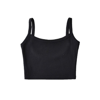 Áo Hai Dây Croptop Đen Đơn Giản Cho Nữ
