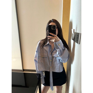 Áo sơ mi croptop kẻ sọc