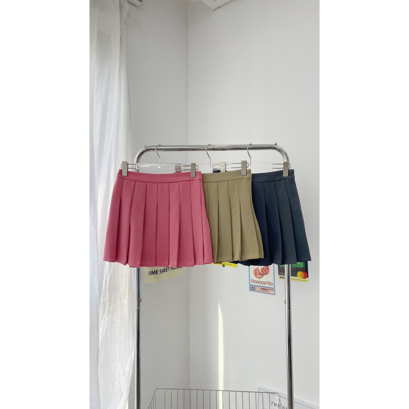 Chân váy tennis form ngắn xếp ly lưng cao màu đen, nâu Wee Skirt - Sibling House