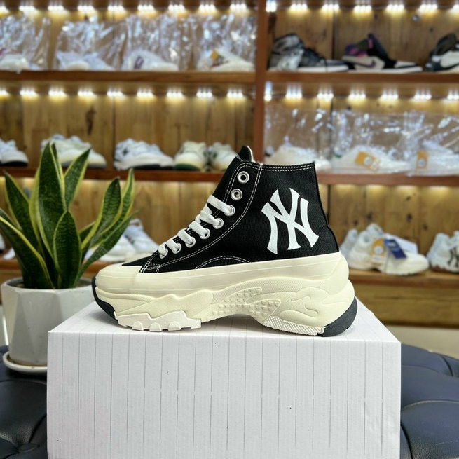 Giày thể thao sneaker MLBB Chunky High NY Đen Đế Cao 6cm Siêu Tôn Dáng