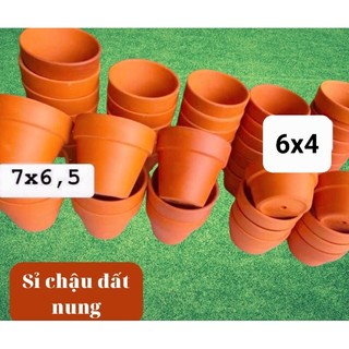Combo 50c đất nung size 7x6,5 và 6x4 trồng sen đá mini