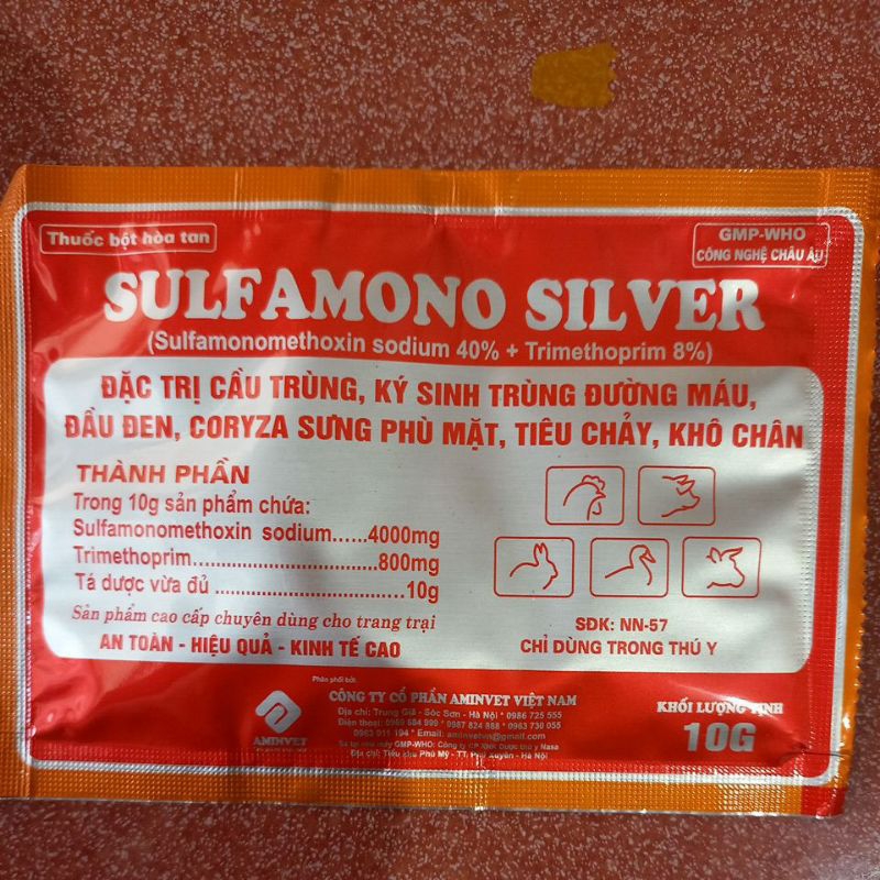 Kí sinh trùng máu, đầu đen tiêu chảy, khô chân gói 10g