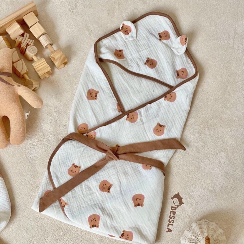 Khăn Choàng Ủ Cho Bé Sơ Sinh Bessla 4 Lớp Mềm Mại Thoáng Khí