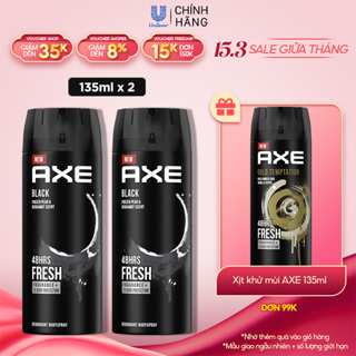 Combo 2 Xịt nước hoa toàn thân dành cho nam AXE Black chai 135ml