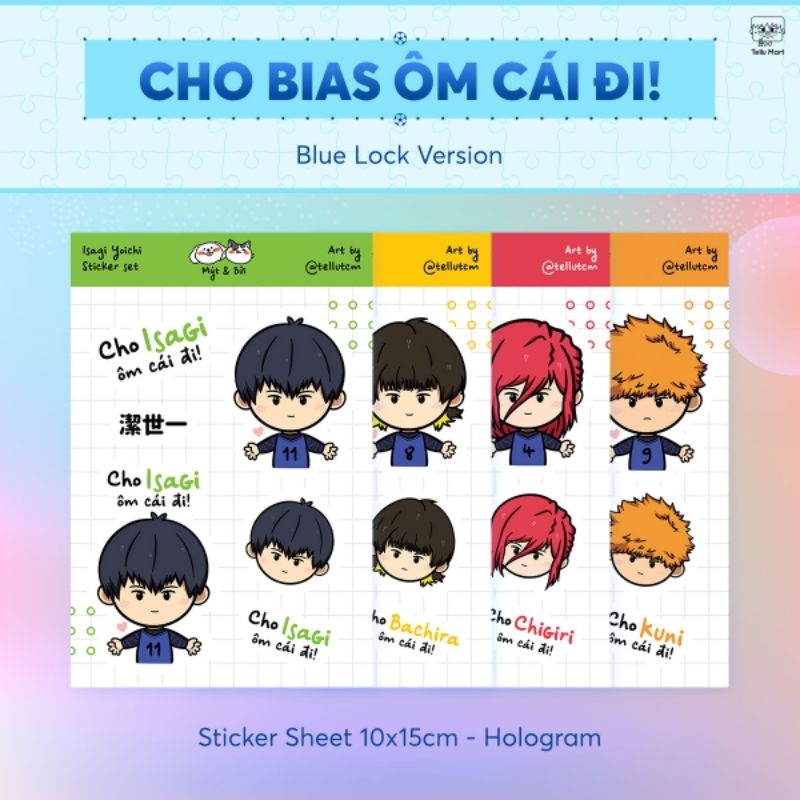 Nhãn Dán Sticker Blue Lock Cho Bias Ôm Cái Đi