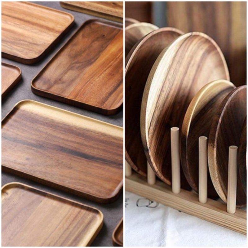 (xưởng) khay gỗ chữ nhật, vuông, tròn, đủ size. dùng decor, phục vụ quán...