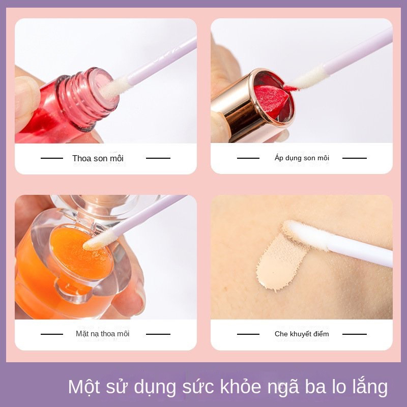 Túi 50 Cọ Tán Son Môi/ 100 Tăm Bông Đầu Mảnh Dùng 1 Lần GECOMO Disposable Lip Brush