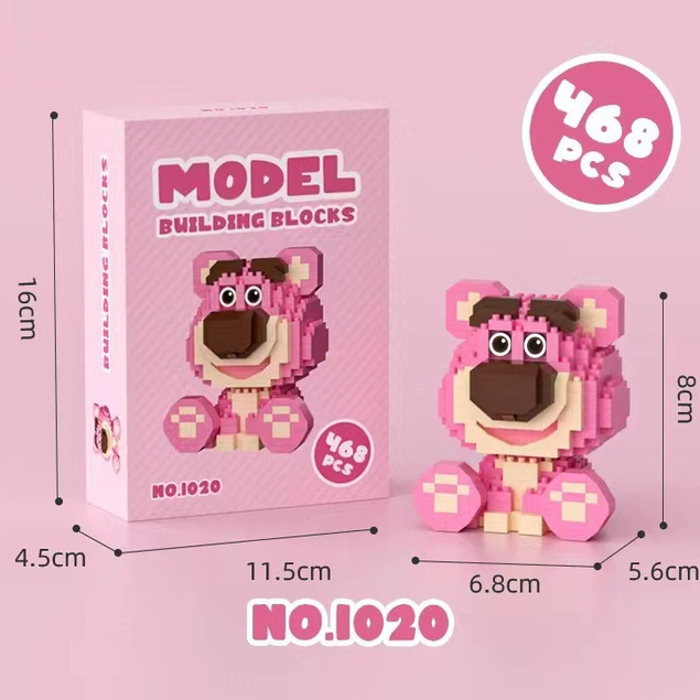 Bộ Đồ Chơi Lắp Ráp Hình Chú Gấu Dâu Tây 3D Dễ Thương