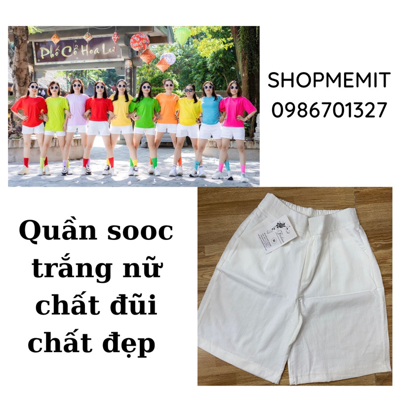 Quần Sooc Nữ Trắng Chất Đũi Mát, Co Giãn Chất Đẹp Mặc Đi Biển, Nhóm Teambuilding