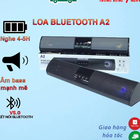 Loa Bluetooth Speaker A2 dáng thon cao 2 Loa Cực Đỉnh, Kểu Dáng đẹp tương thich Thẻ Nhớ, Đài FM, Sạc Usb