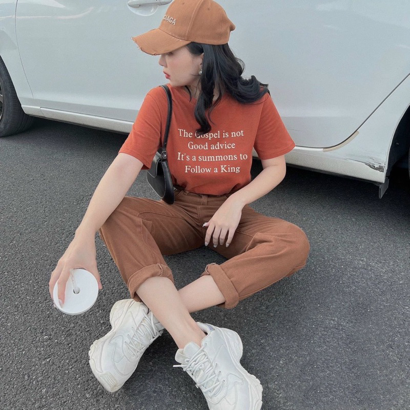 Quần jean nữ form Baggy màu hồng - nâu - kem