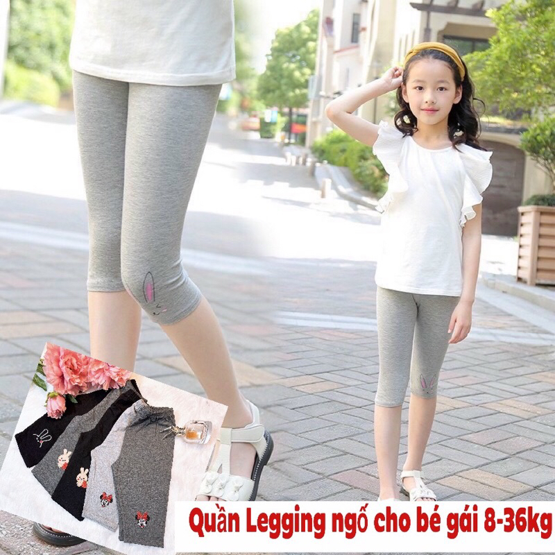 Quần legging lửng cho bé gái (8-36kg) 100% cotton mịn mát