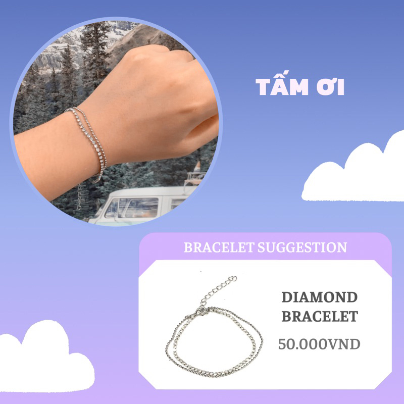 Lắc tay đính đá pha lê titanium không han gỉ