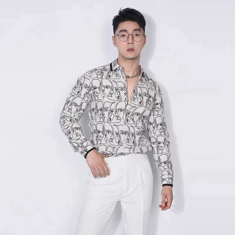 Áo sơmi nam họa tiết 3D vãi lụa mềm mịn không nhăn