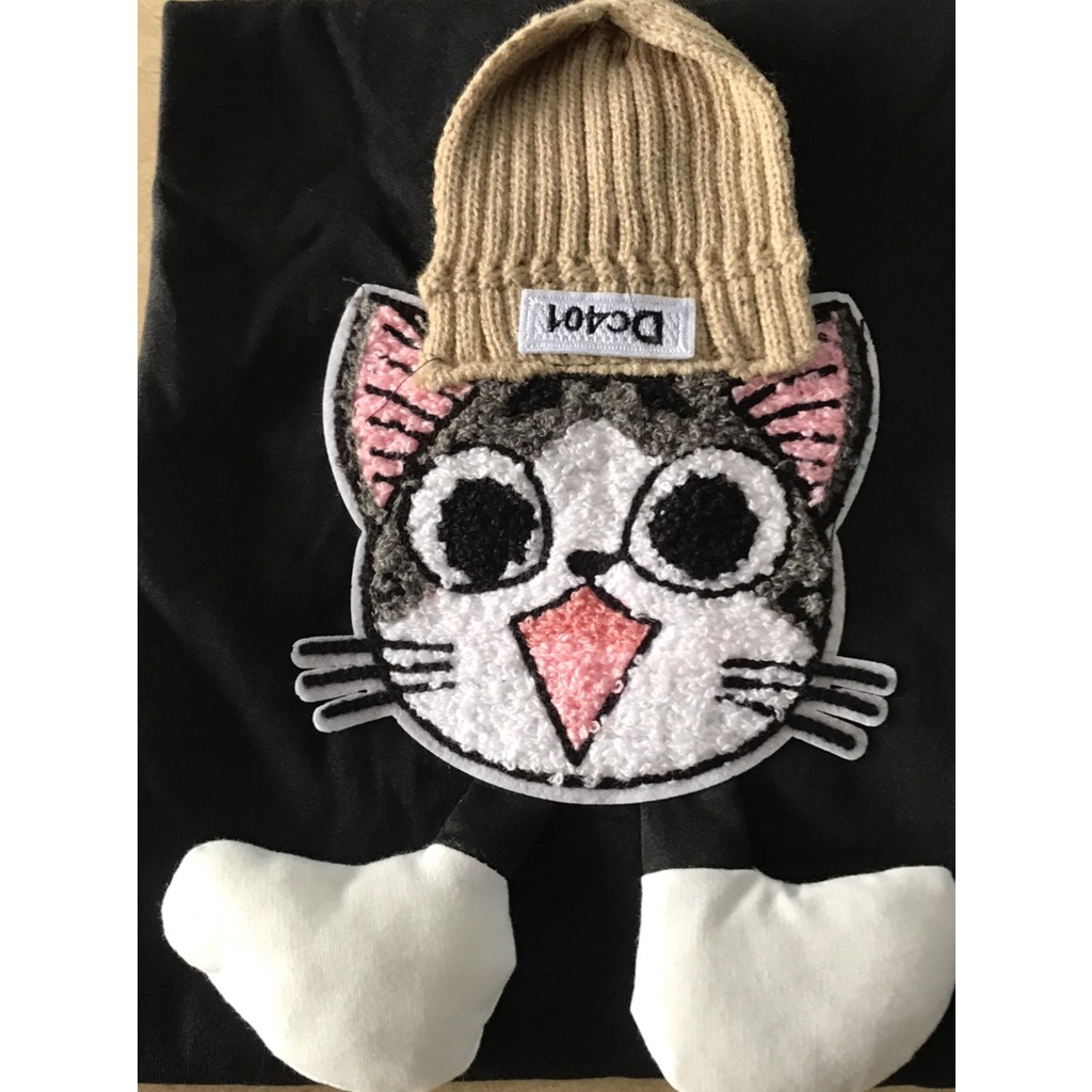 ÁO PHÔNG COTTON KHÔ 3158 HÌNH MÈO THÊU