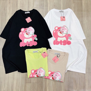 Áo Thun Form Rộng Cotton Khô 3158 In Hình Gấu Hồng Lotso 4